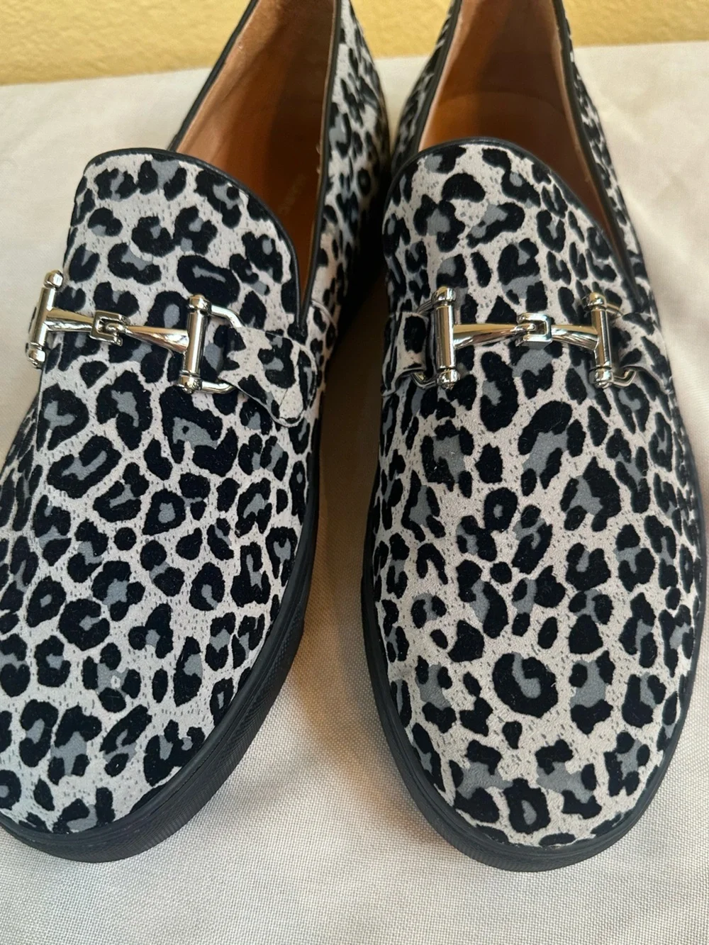 Marc Nolan Boardwalk Faux Suede Leopard Horsebit Slip-On Loafer Sz 14 Like New!